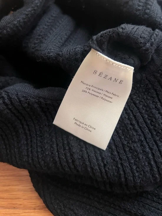 Sézane Black Ribbed Slip Dress - Picture 4 of 5